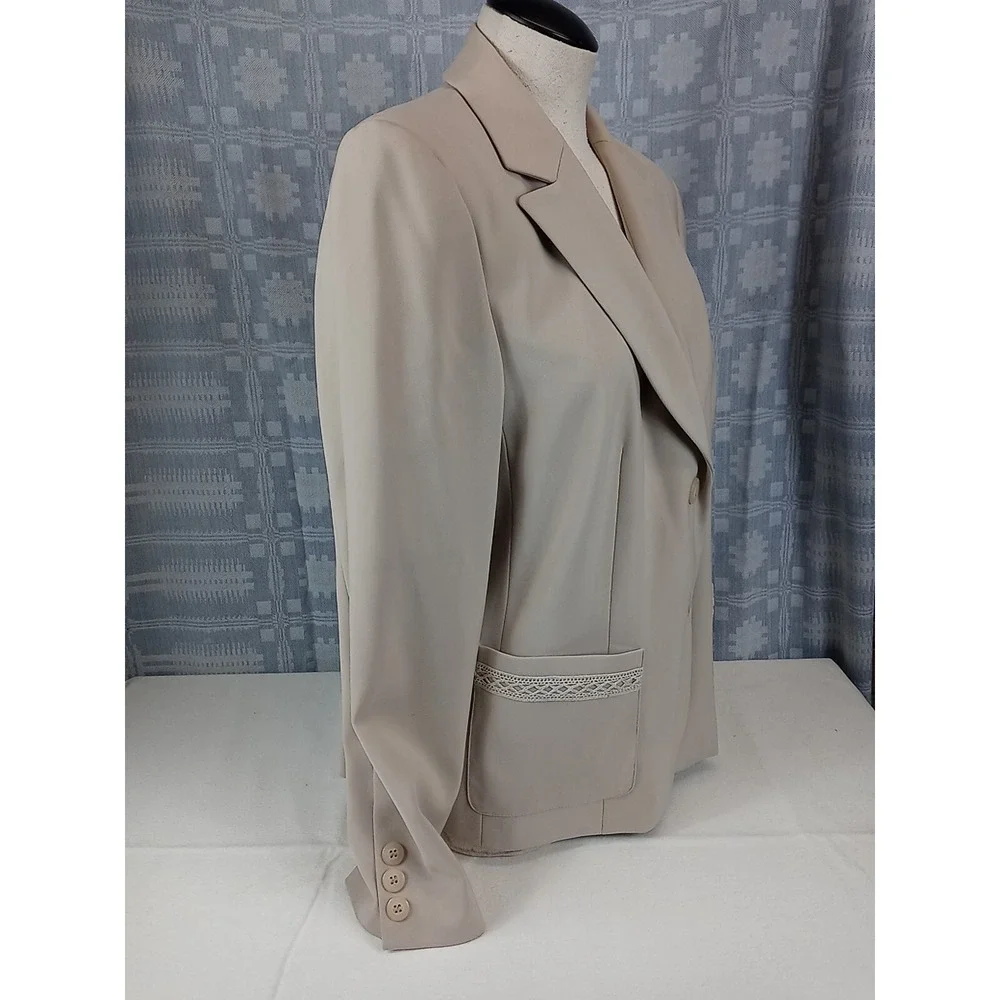 Vintage Travis Ayers Blazer Womens Size 14 Suit Jacket Tan Dress Jacket‎